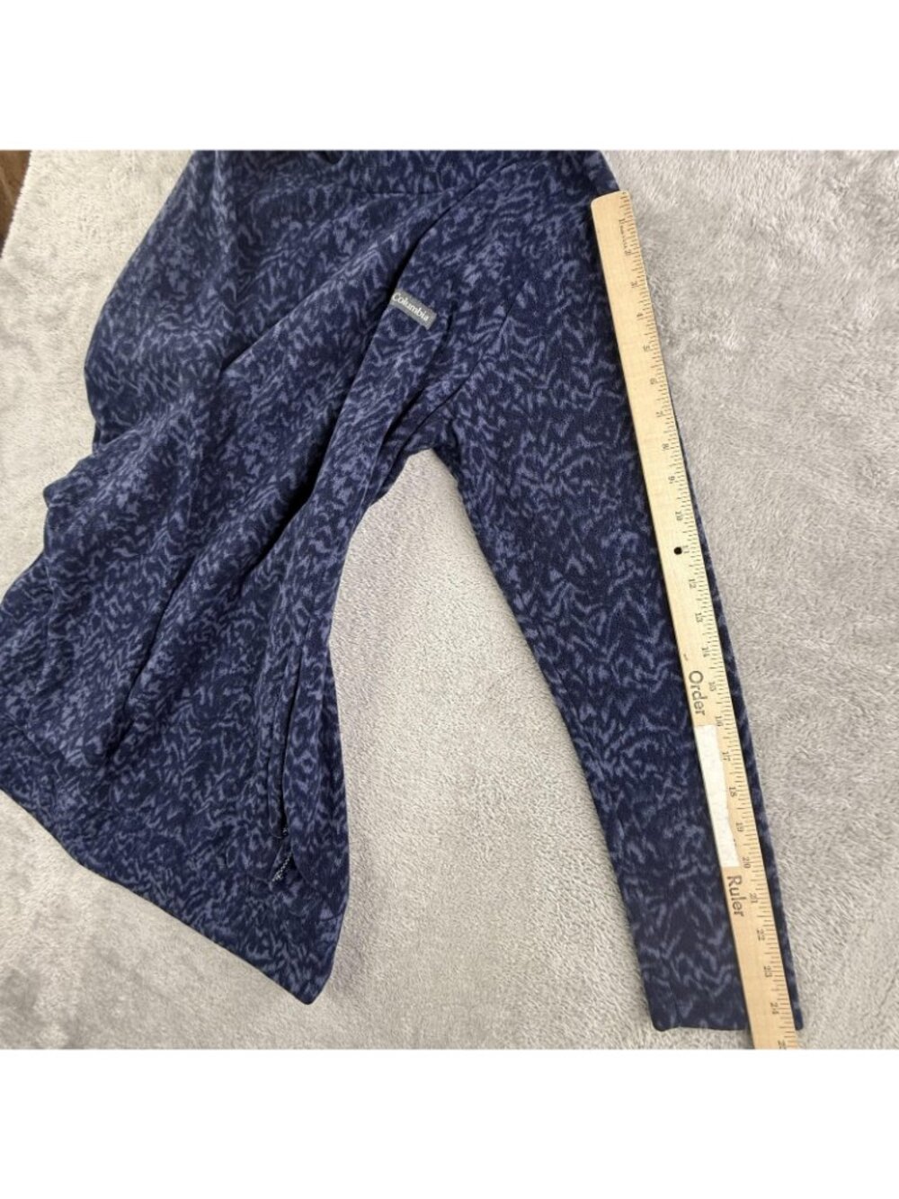 Columbia Coat Mens Medium Blue Fleece Long Pullover Funnel Neck Geometric AL2727 - Picture 12 of 16